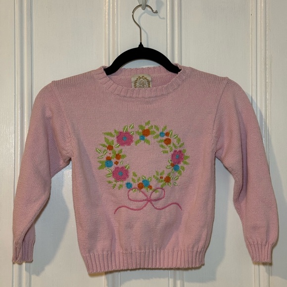 Beaufort Bonnet Company Isabelles Intarsia Wreath Sweater Palm Beach Pink Sz 5 - Picture 2 of 6